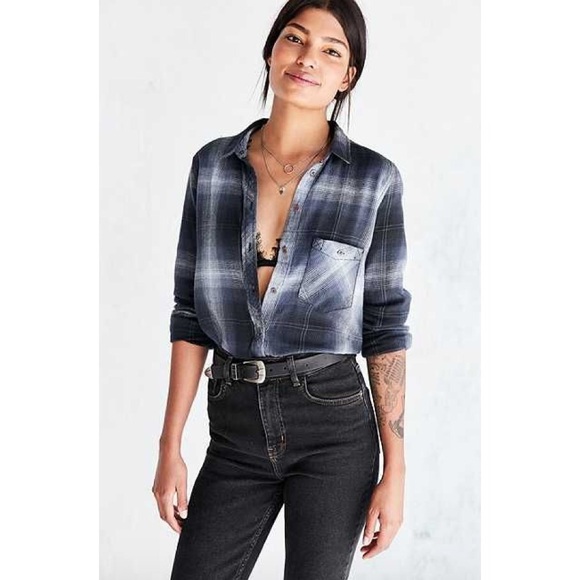 UO BDG Polly Flannel Button Down (Purple/Black) - Picture 3 of 4